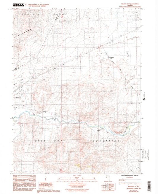 Classic USGS Misfits Flat Nevada 7.5'x7.5' Topo Map Image