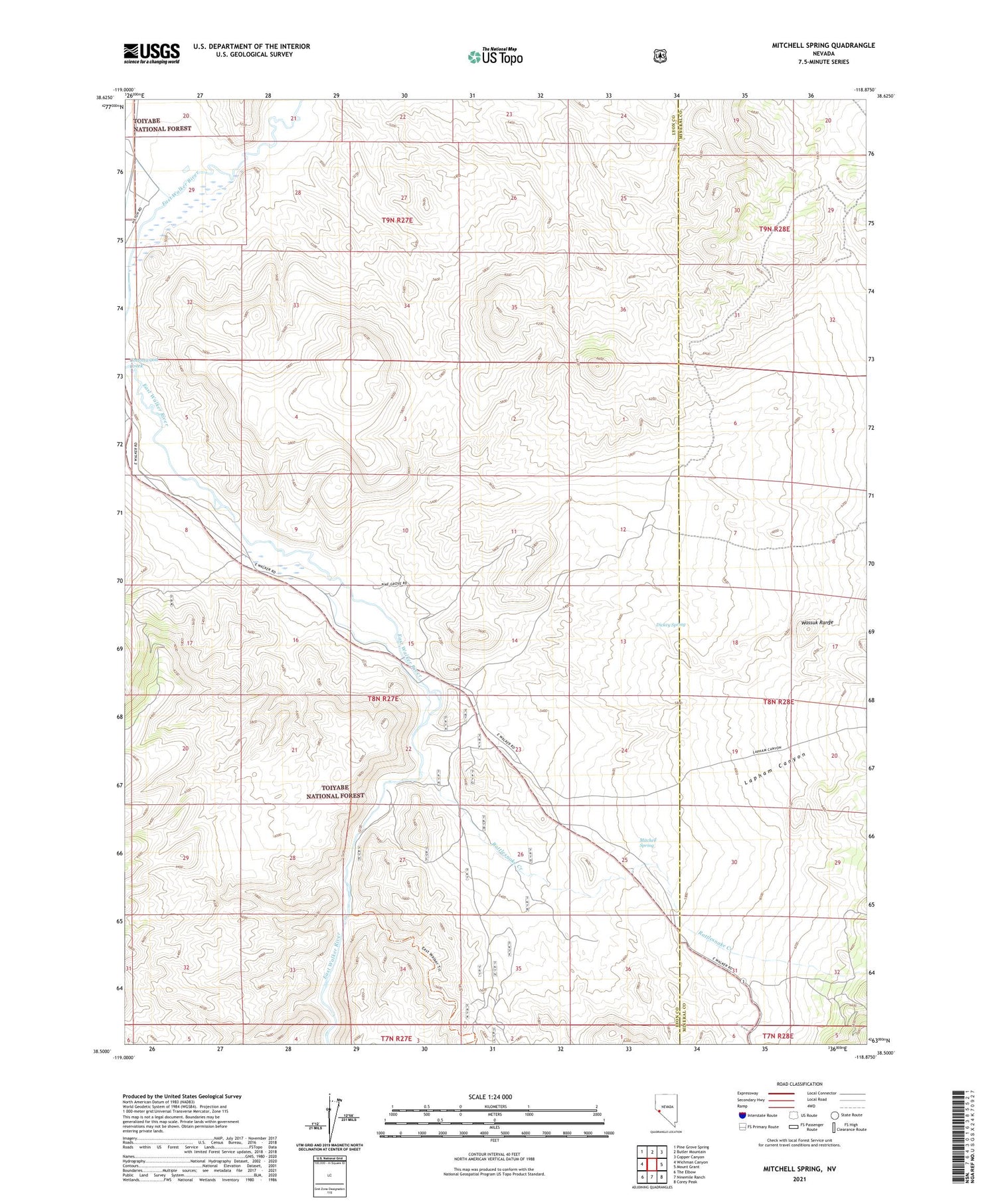 Mitchell Spring Nevada US Topo Map Image