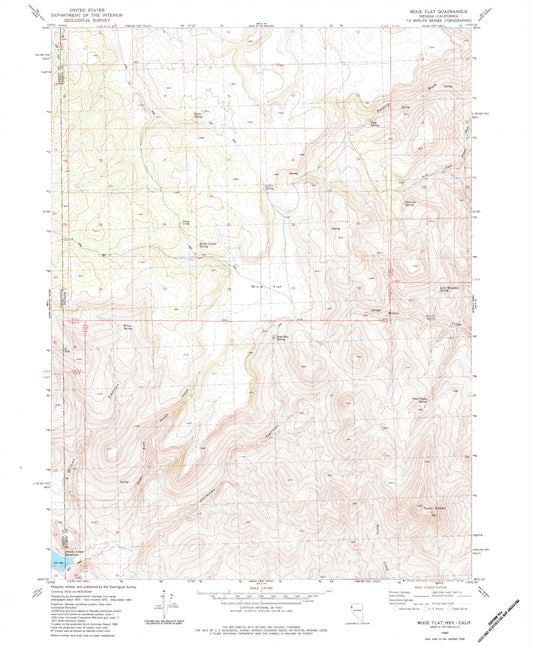 Classic USGS Mixie Flat Nevada 7.5'x7.5' Topo Map Image