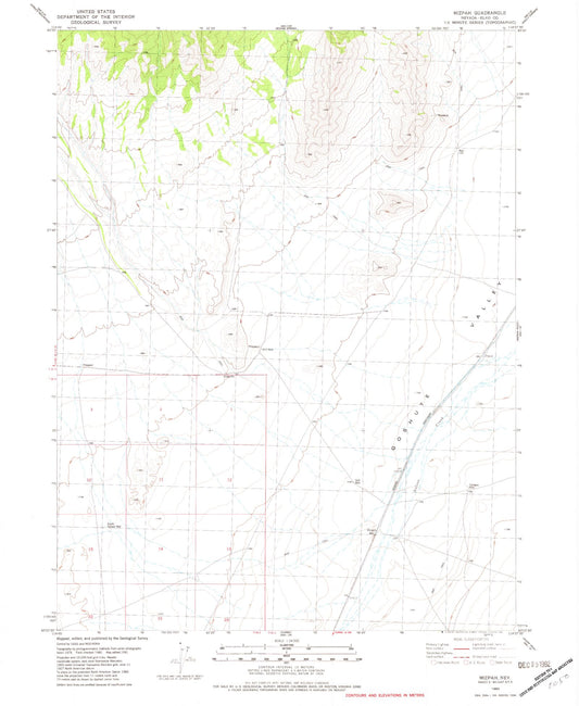 Classic USGS Mizpah Nevada 7.5'x7.5' Topo Map Image