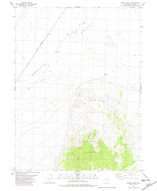 Classic USGS Mizpah Point Nevada 7.5'x7.5' Topo Map Image