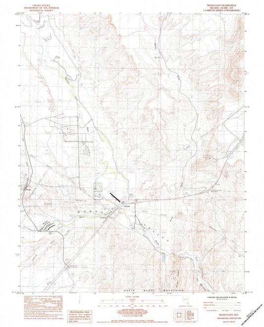 Classic USGS Moapa East Nevada 7.5'x7.5' Topo Map Image