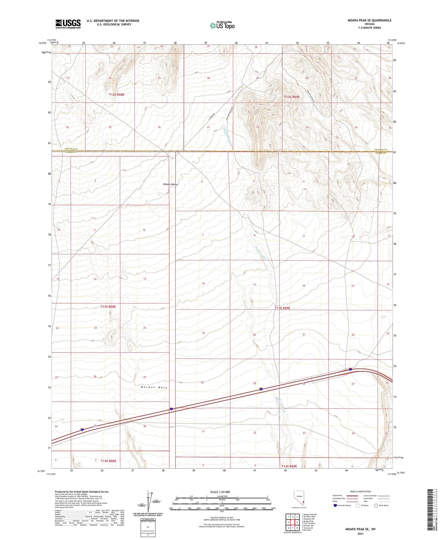 Moapa Peak SE Nevada US Topo Map Image