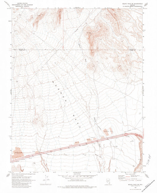 Classic USGS Moapa Peak SE Nevada 7.5'x7.5' Topo Map Image