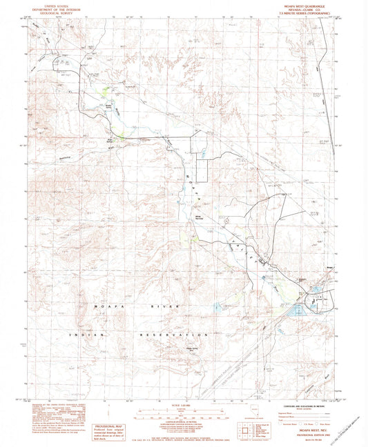 Classic USGS Moapa West Nevada 7.5'x7.5' Topo Map Image