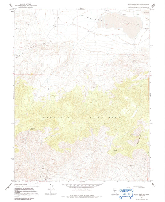 Classic USGS Moho Mountain Nevada 7.5'x7.5' Topo Map Image