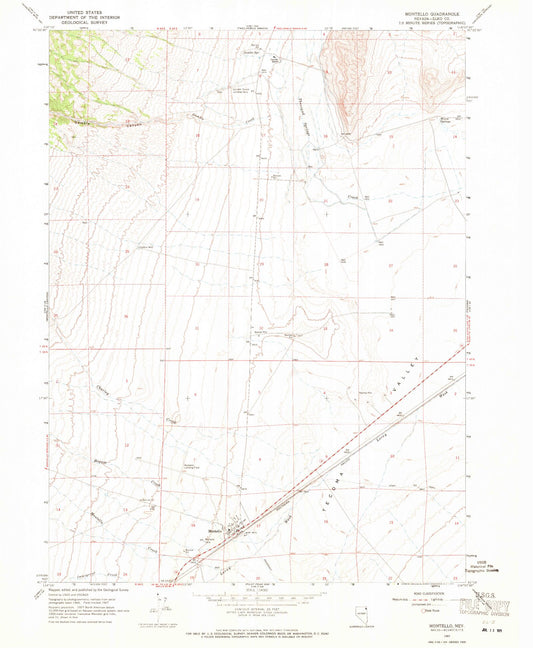 Classic USGS Montello Nevada 7.5'x7.5' Topo Map Image