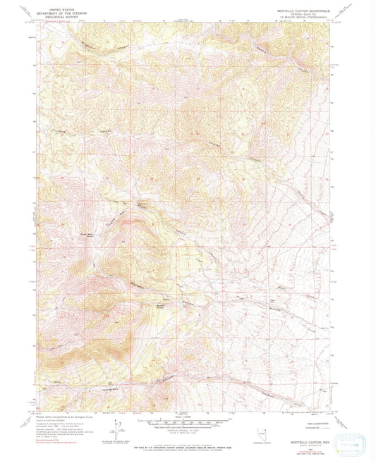Classic USGS Montello Canyon Nevada 7.5'x7.5' Topo Map Image