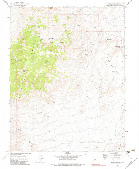Classic USGS Montezuma Peak Nevada 7.5'x7.5' Topo Map Image