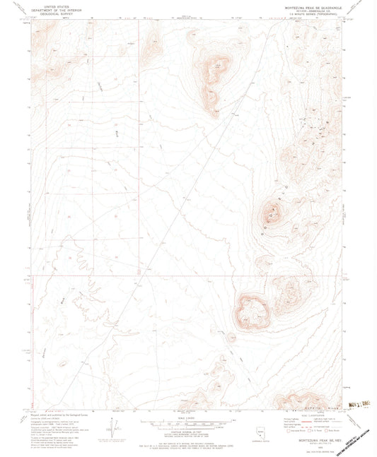 Classic USGS Montezuma Peak SE Nevada 7.5'x7.5' Topo Map Image