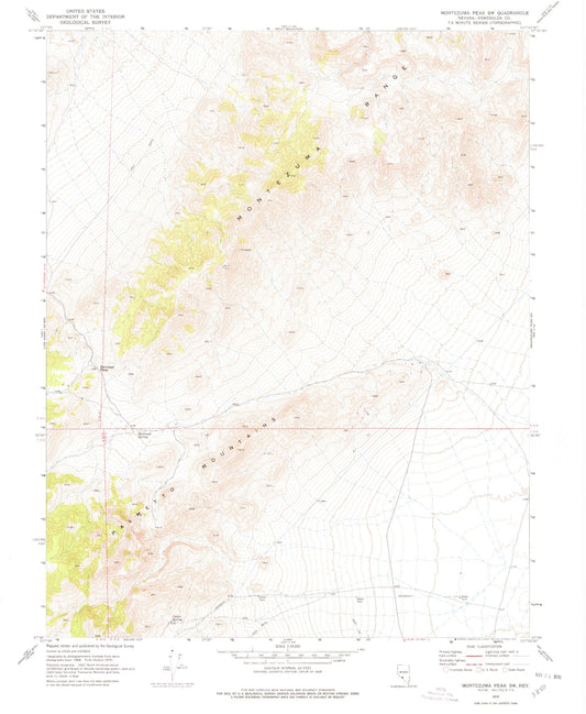 Classic USGS Montezuma Peak SW Nevada 7.5'x7.5' Topo Map Image