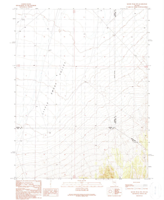 Classic USGS Moody Peak NW Nevada 7.5'x7.5' Topo Map Image