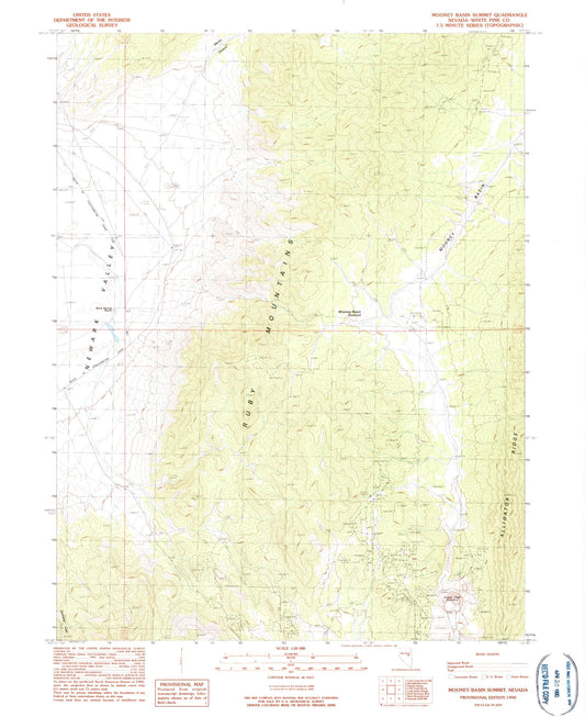 Classic USGS Mooney Basin Summit Nevada 7.5'x7.5' Topo Map Image