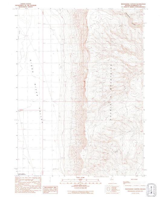 Classic USGS Moonshine Canyon Nevada 7.5'x7.5' Topo Map Image