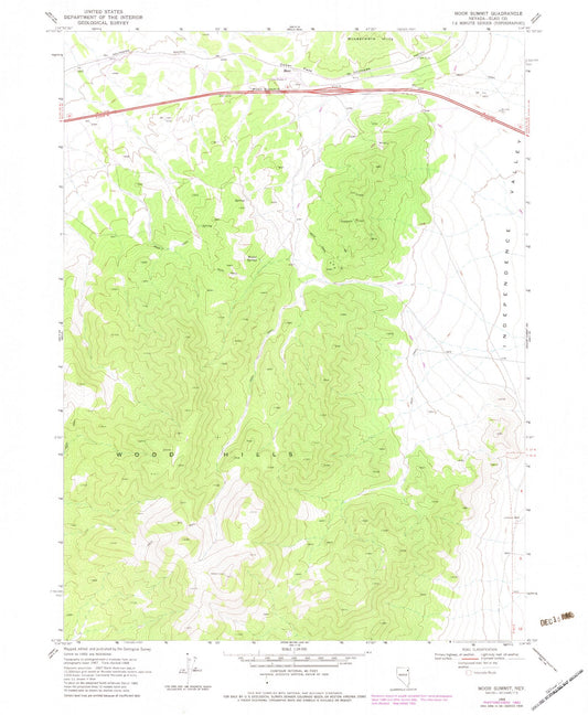 Classic USGS Moor Summit Nevada 7.5'x7.5' Topo Map Image