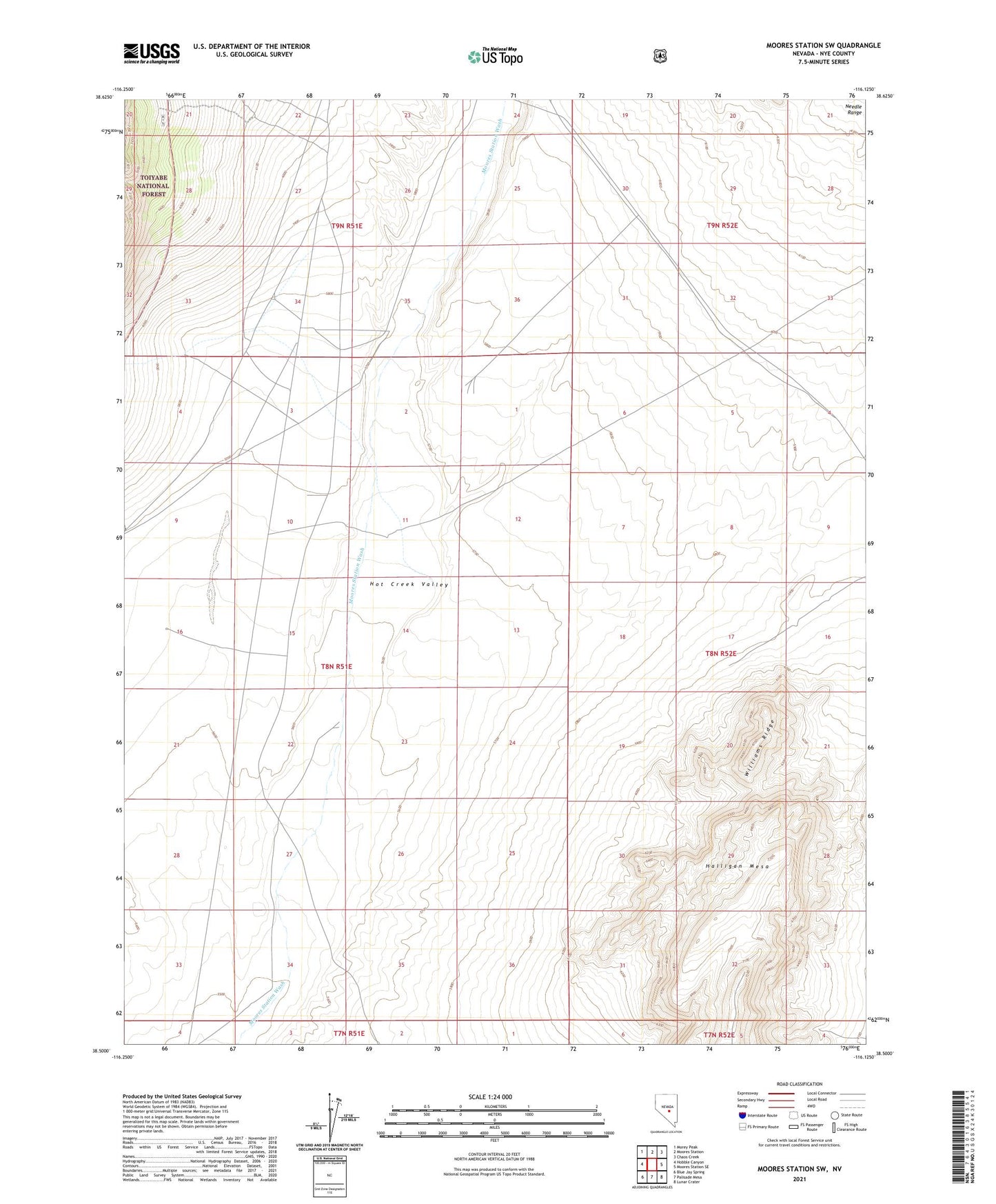 Moores Station SW Nevada US Topo Map Image
