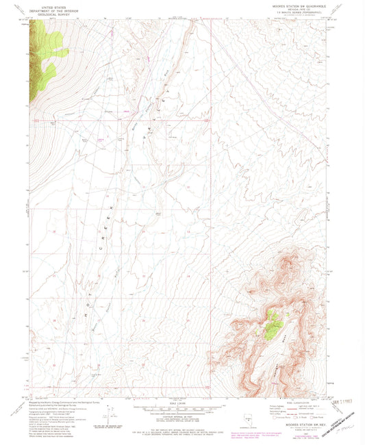 Classic USGS Moores Station SW Nevada 7.5'x7.5' Topo Map Image