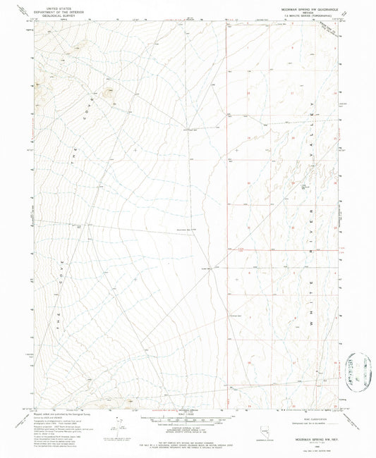 Classic USGS Moorman Spring NW Nevada 7.5'x7.5' Topo Map Image
