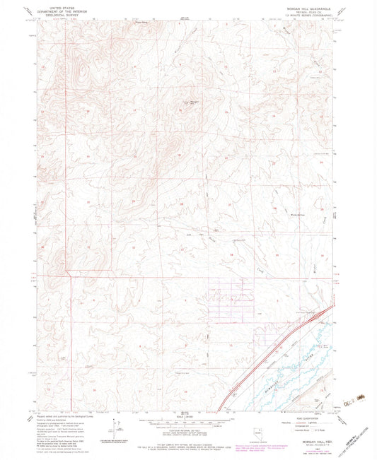 Classic USGS Morgan Hill Nevada 7.5'x7.5' Topo Map Image