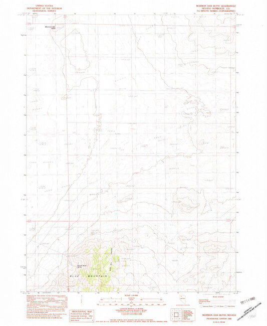 Classic USGS Mormon Dan Butte Nevada 7.5'x7.5' Topo Map Image