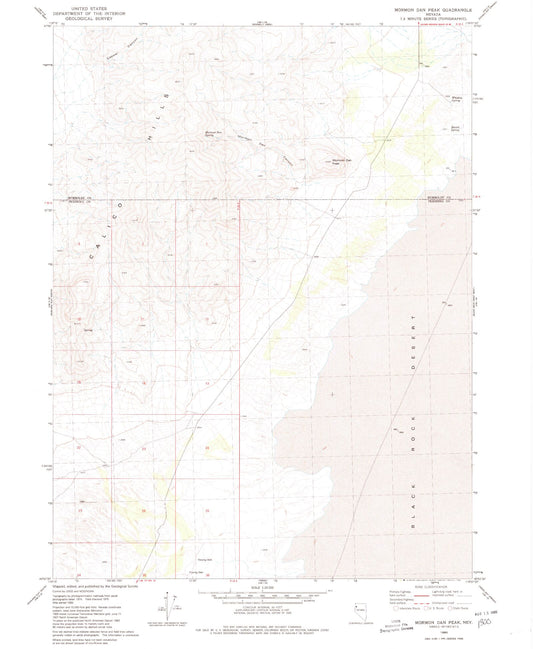 Classic USGS Mormon Dan Peak Nevada 7.5'x7.5' Topo Map Image