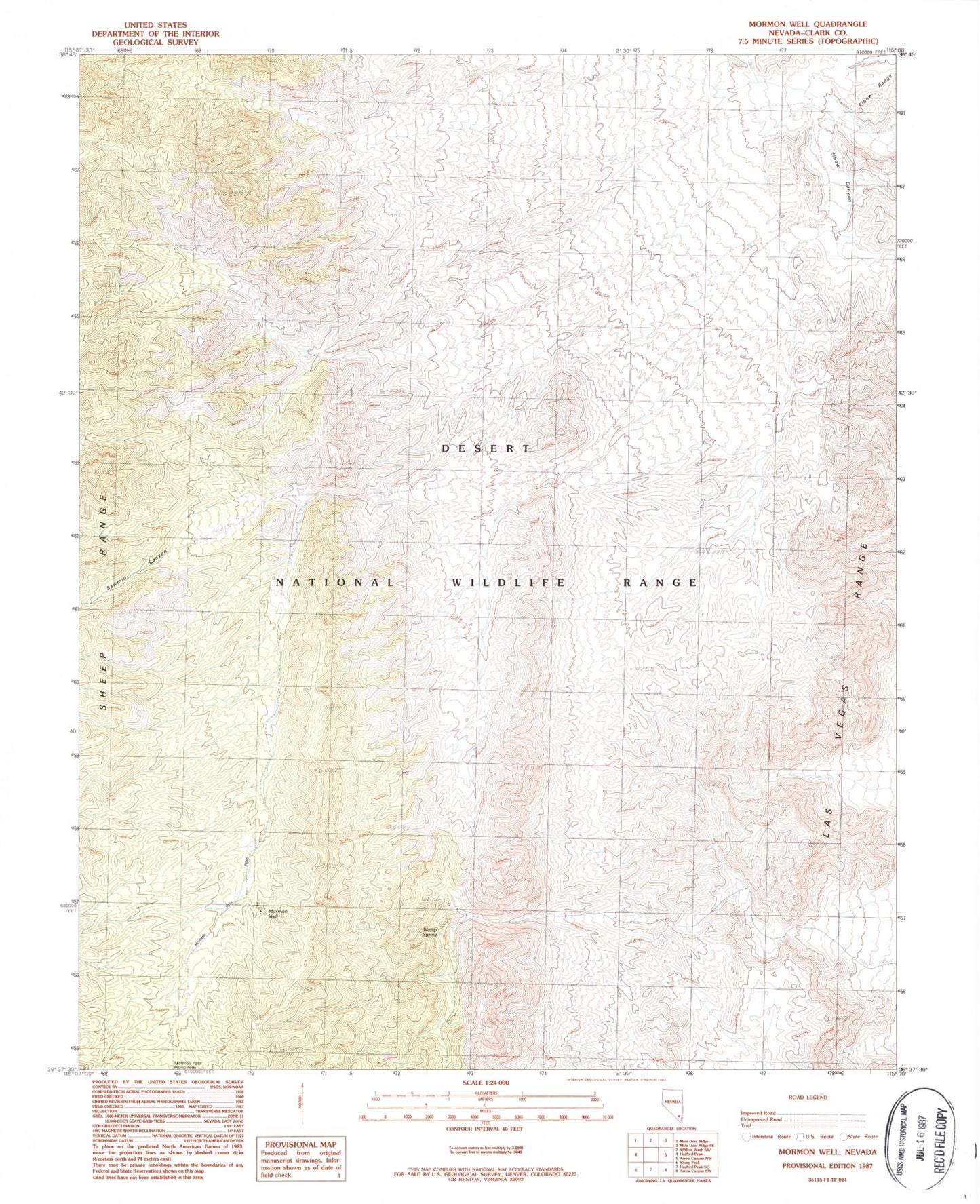 Classic USGS Mormon Well Nevada 7.5'x7.5' Topo Map Image