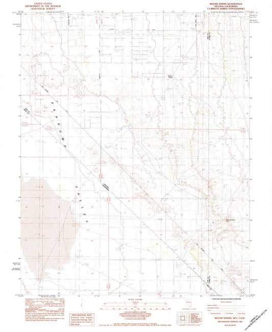 Classic USGS Mound Spring Nevada 7.5'x7.5' Topo Map Image
