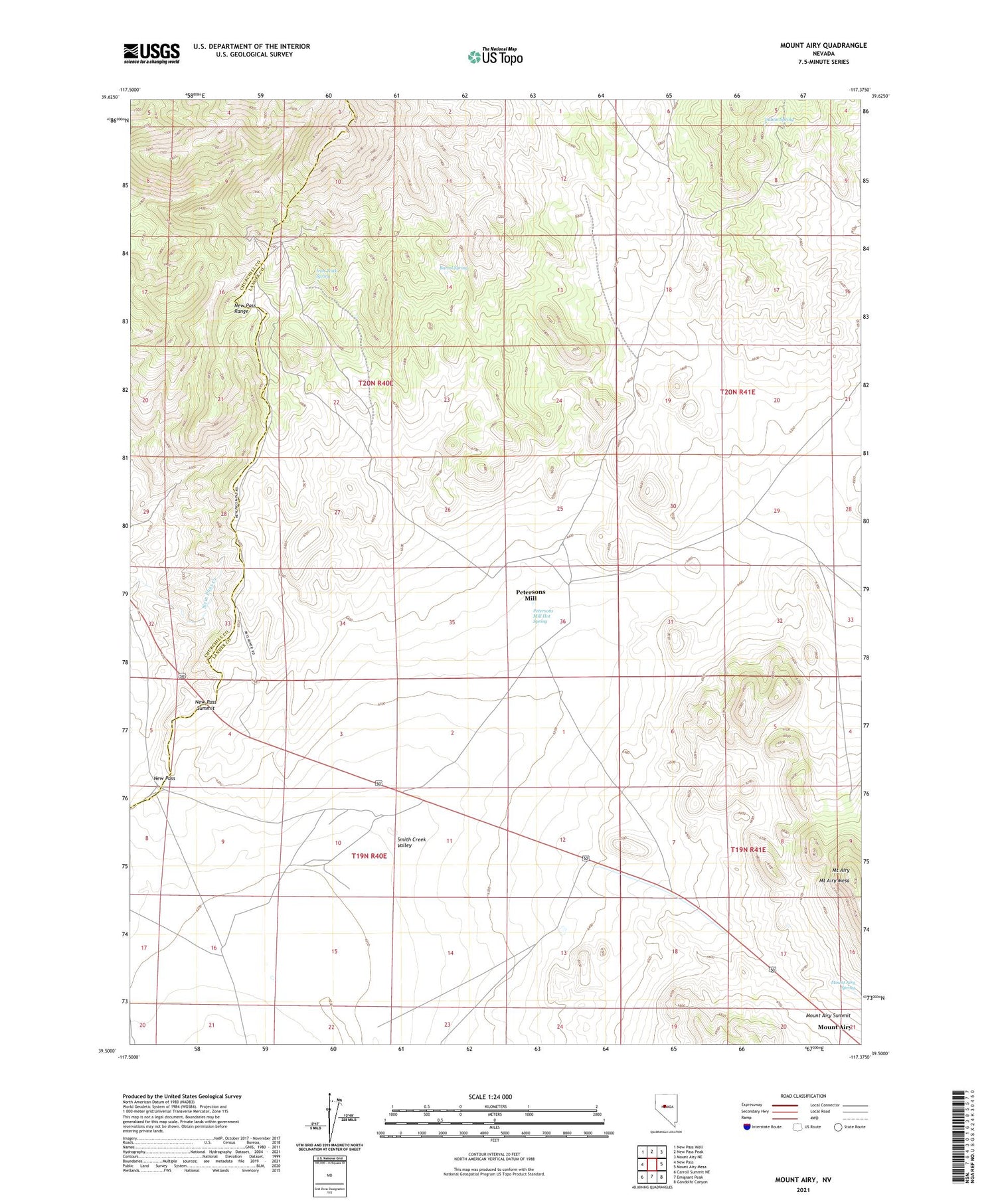 Mount Airy Nevada US Topo Map Image