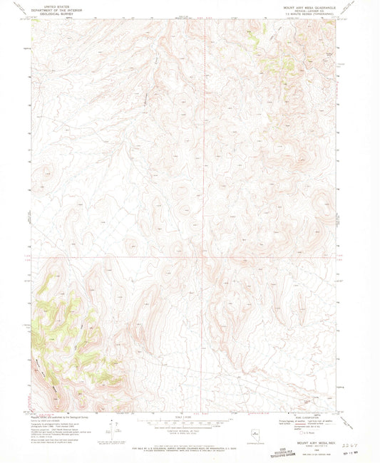Classic USGS Mount Airy Mesa Nevada 7.5'x7.5' Topo Map Image