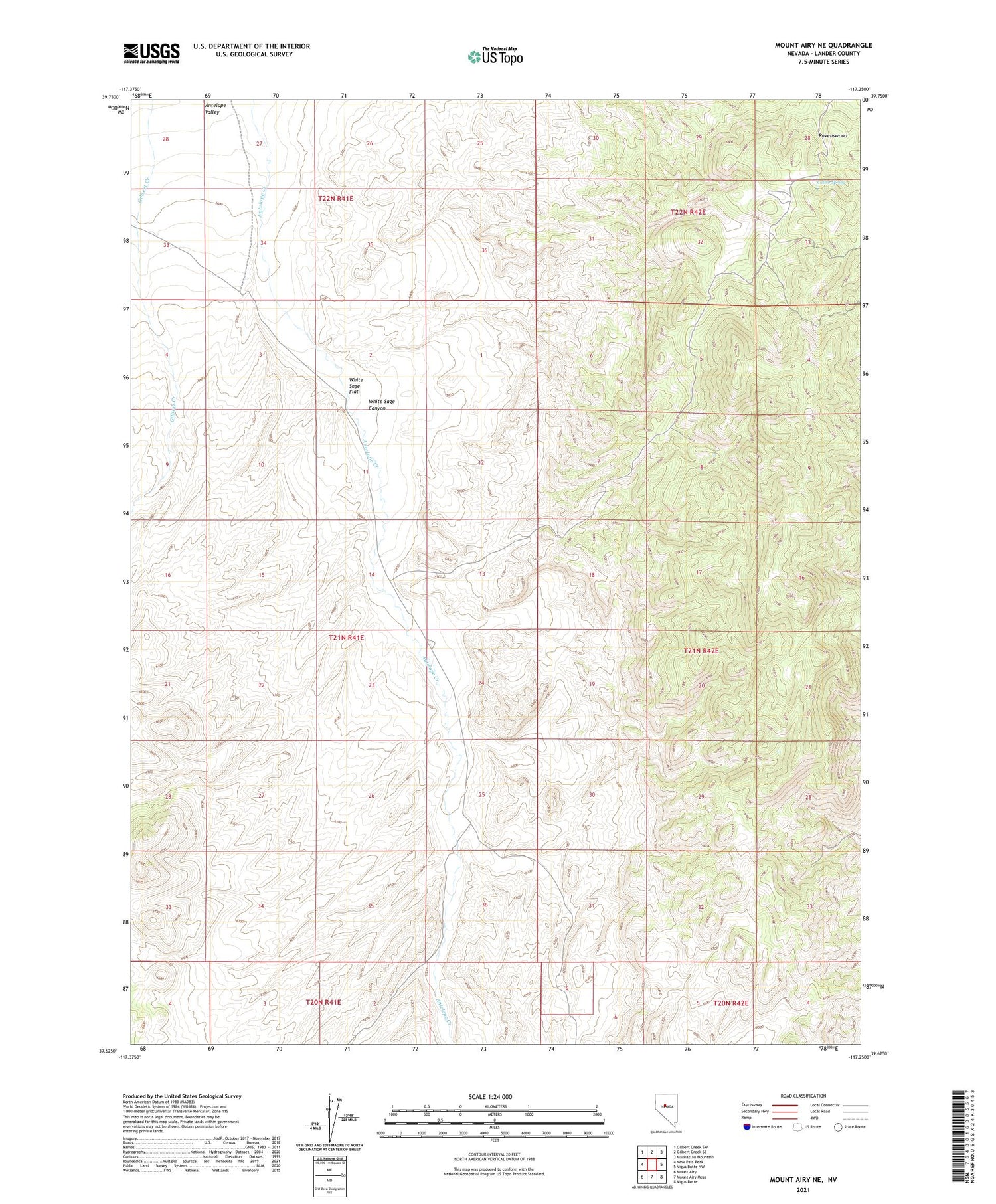 Mount Airy NE Nevada US Topo Map Image