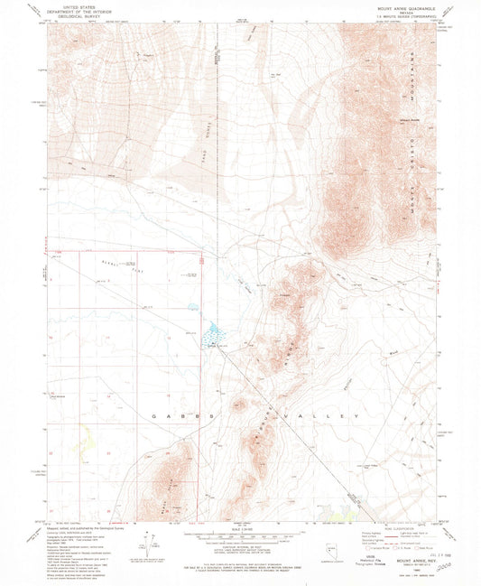 Classic USGS Mount Annie Nevada 7.5'x7.5' Topo Map Image