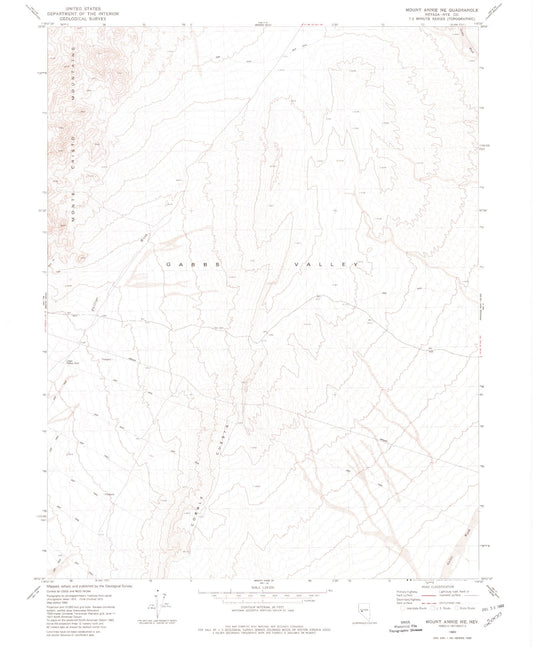 Classic USGS Mount Annie NE Nevada 7.5'x7.5' Topo Map Image