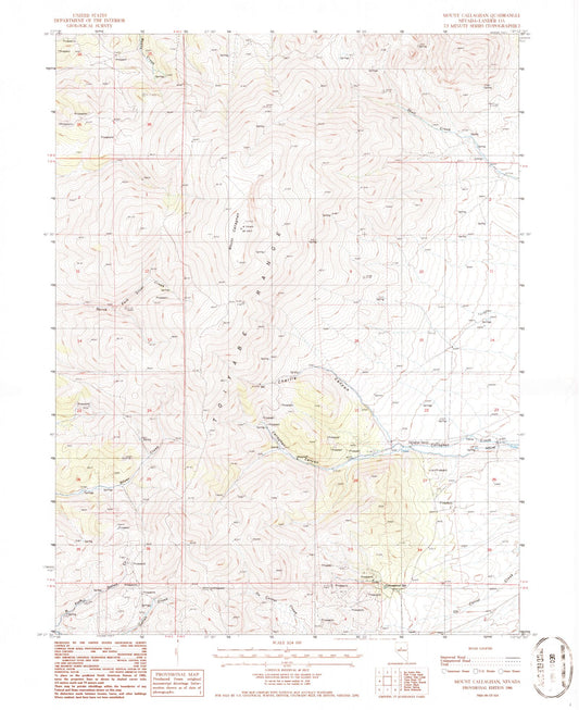 Classic USGS Mount Callaghan Nevada 7.5'x7.5' Topo Map Image