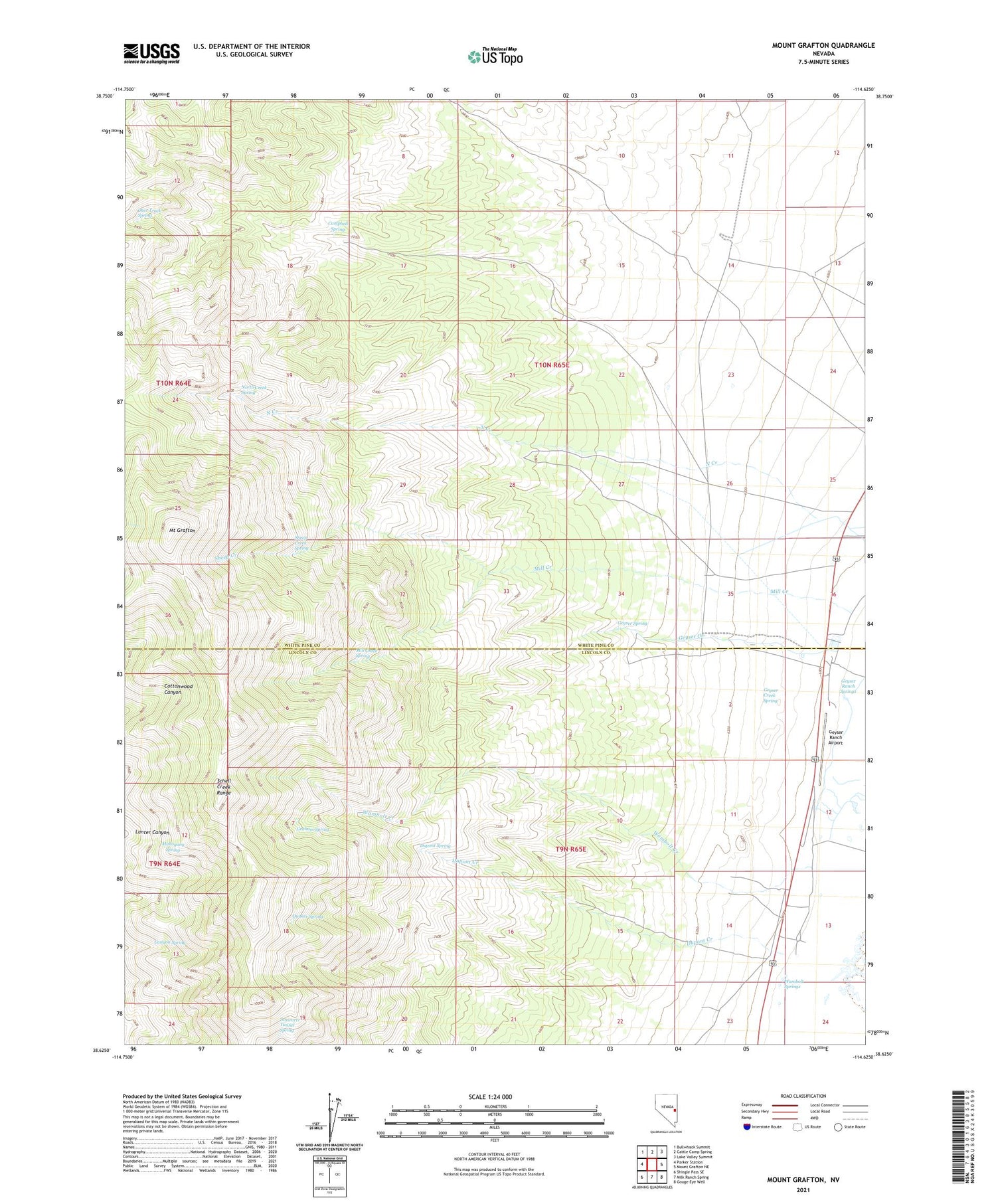 Mount Grafton Nevada US Topo Map Image