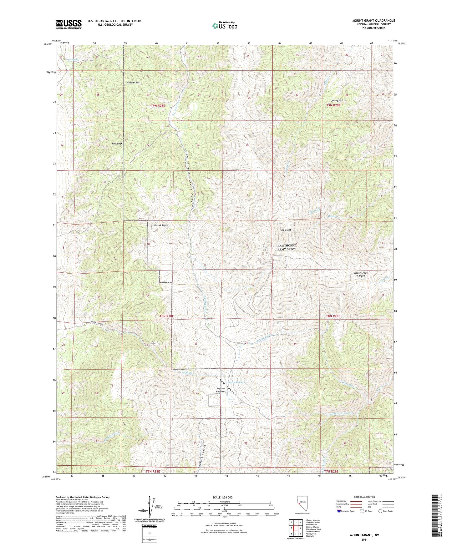 Mount Grant Nevada US Topo Map Image