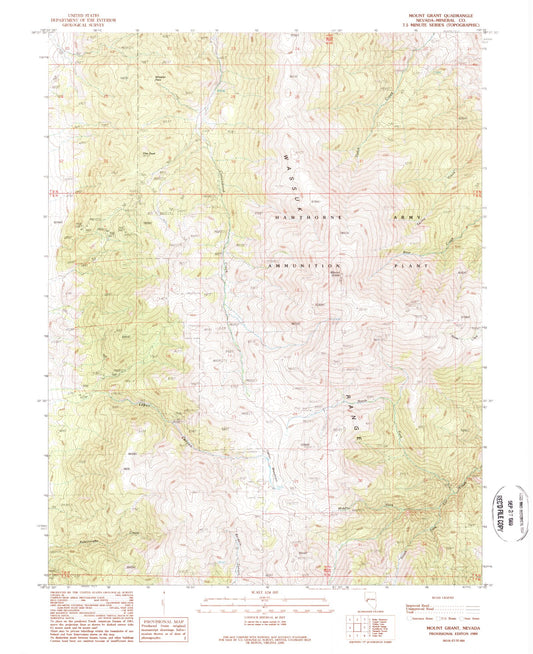 Classic USGS Mount Grant Nevada 7.5'x7.5' Topo Map Image