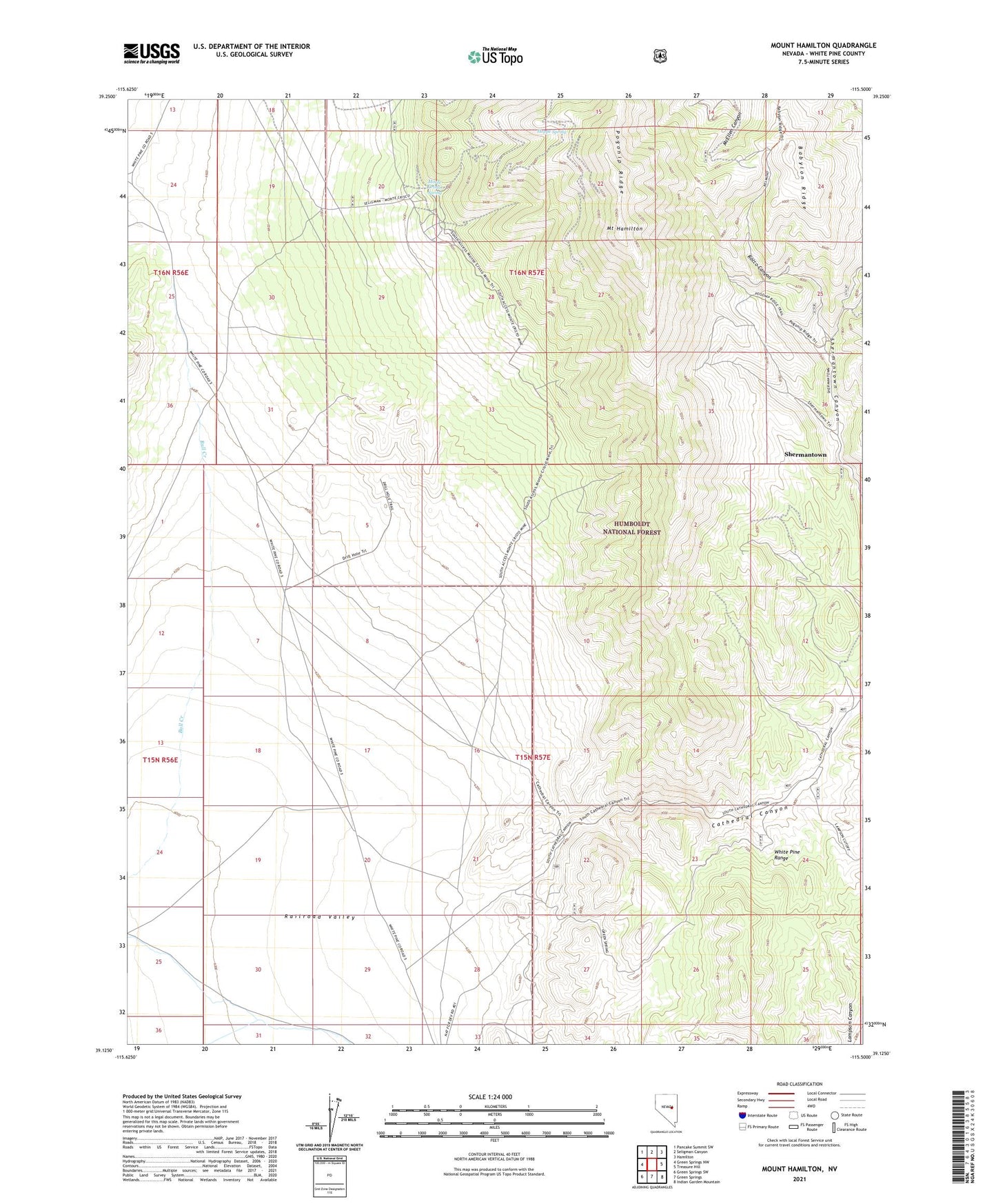 Mount Hamilton Nevada US Topo Map Image