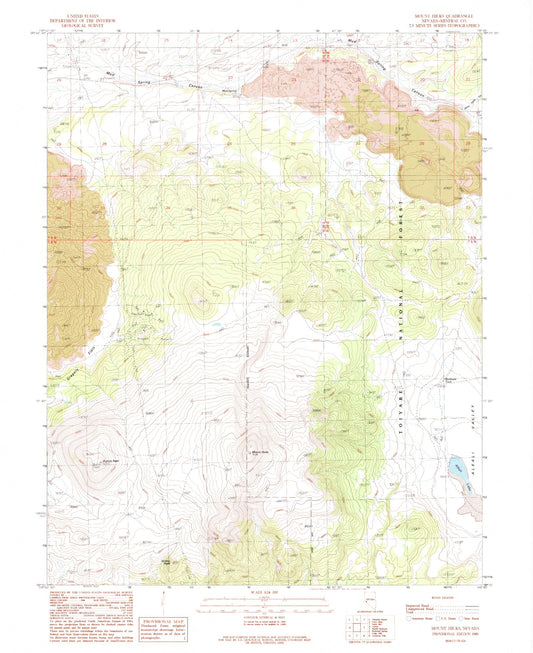 Classic USGS Mount Hicks Nevada 7.5'x7.5' Topo Map Image