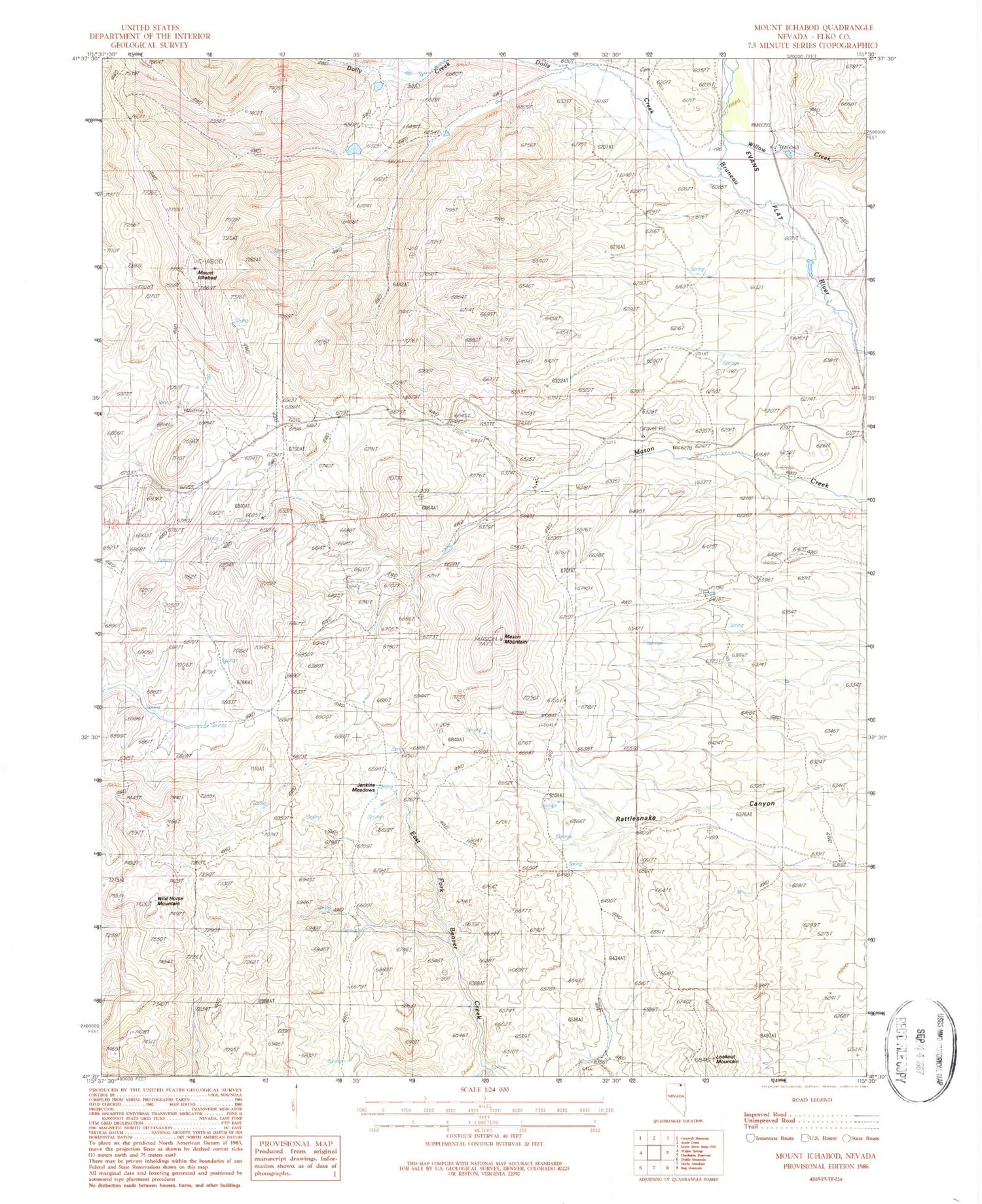 Classic USGS Mount Ichabod Nevada 7.5'x7.5' Topo Map Image