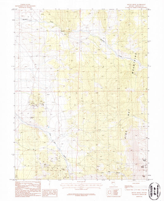 Classic USGS Mount Siegel Nevada 7.5'x7.5' Topo Map Image