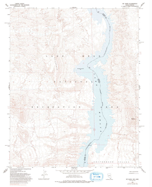 Classic USGS Mount Davis Arizona 7.5'x7.5' Topo Map Image