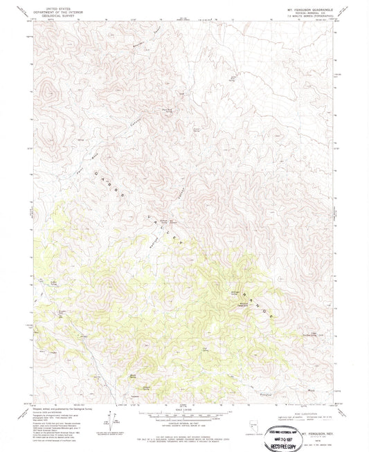 Classic USGS Mount Ferguson Nevada 7.5'x7.5' Topo Map Image
