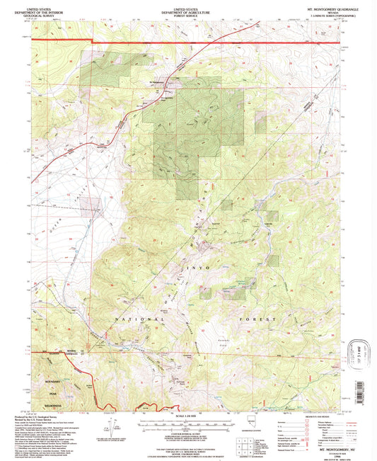 Classic USGS Mount Montgomery Nevada 7.5'x7.5' Topo Map Image