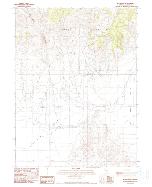 Classic USGS Mount Moses SE Nevada 7.5'x7.5' Topo Map Image