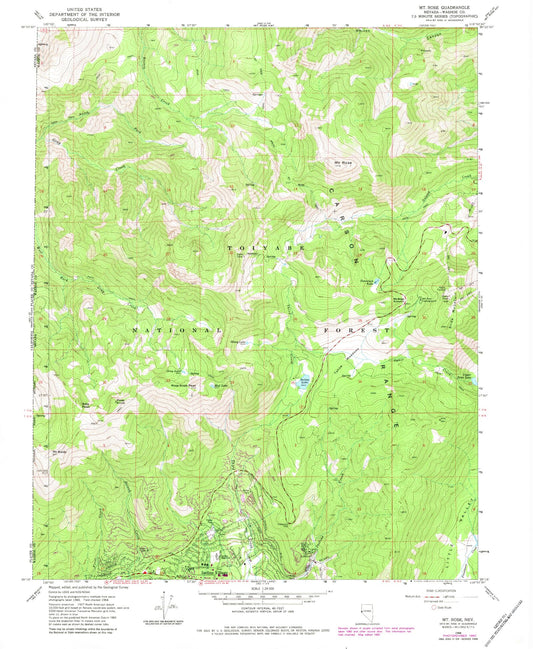 USGS Classic Mount Rose Nevada 7.5'x7.5' Topo Map Image