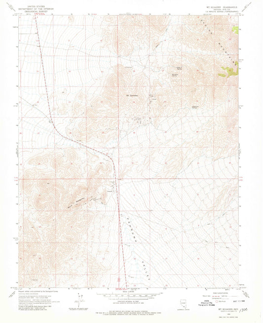 Classic USGS Mount Schader Nevada 7.5'x7.5' Topo Map Image