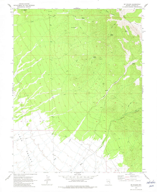 Classic USGS Mount Wilson Nevada 7.5'x7.5' Topo Map Image