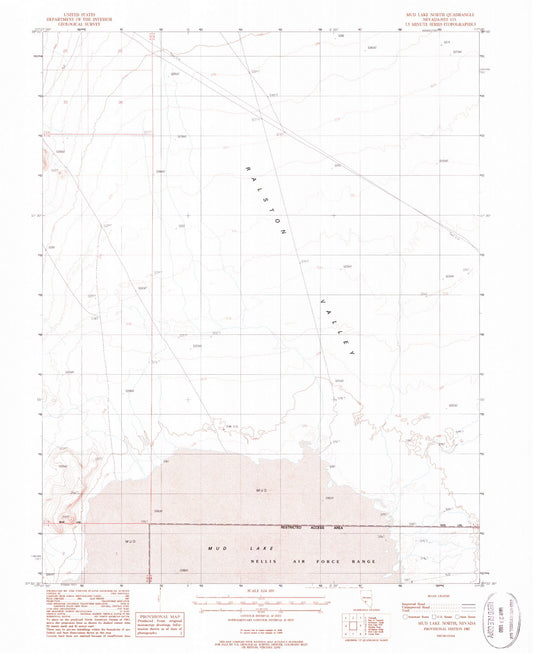 Classic USGS Mud Lake North Nevada 7.5'x7.5' Topo Map Image