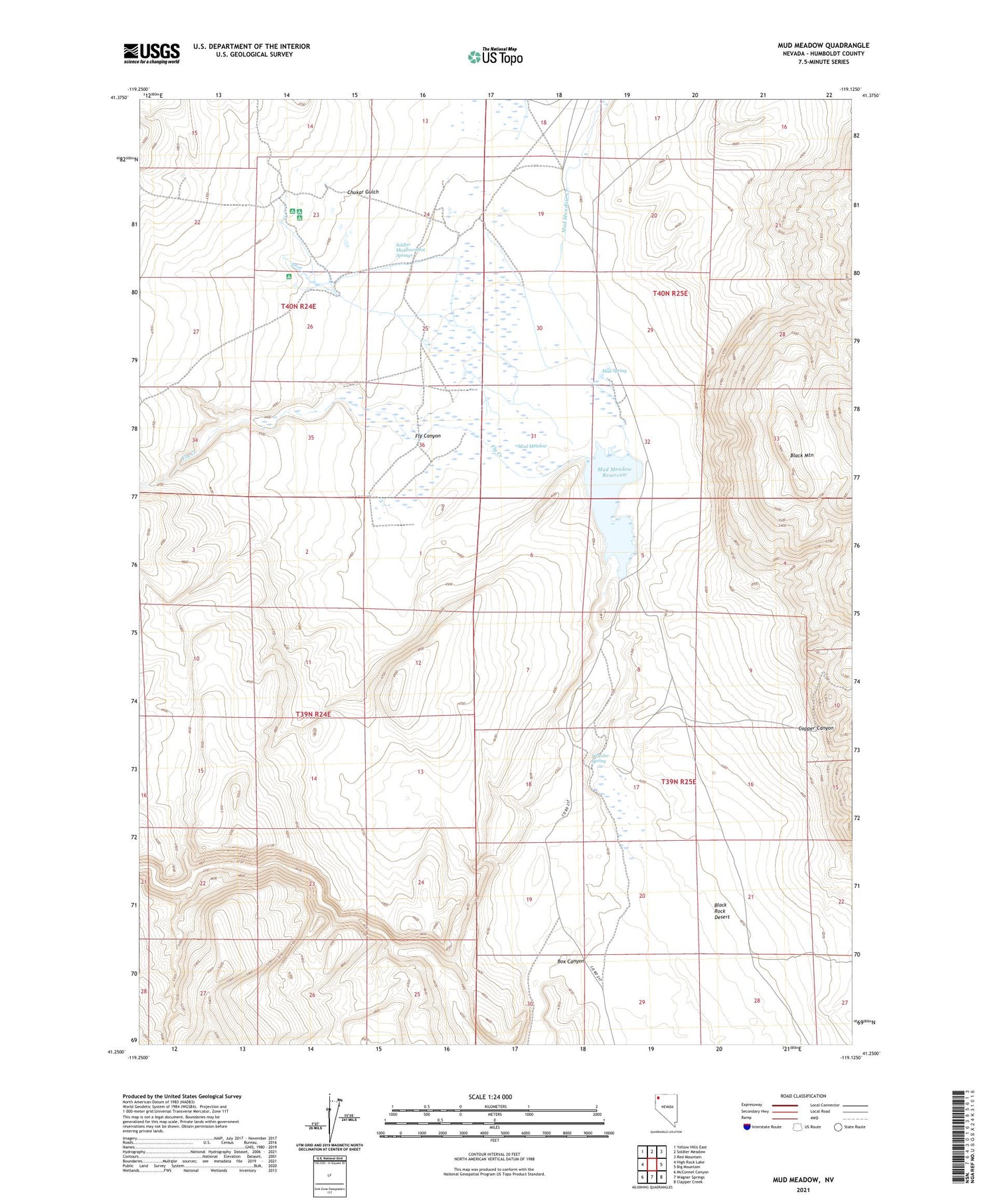 Mud Meadow Nevada US Topo Map Image