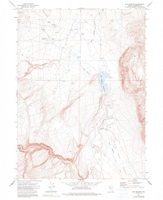 Classic USGS Mud Meadow Nevada 7.5'x7.5' Topo Map Image